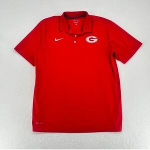 Nike‎ Dri-FIT Georgia Bulldogs Red Polo Shirt Size L Excellent